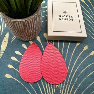 Large Nickel & Suede Earrings